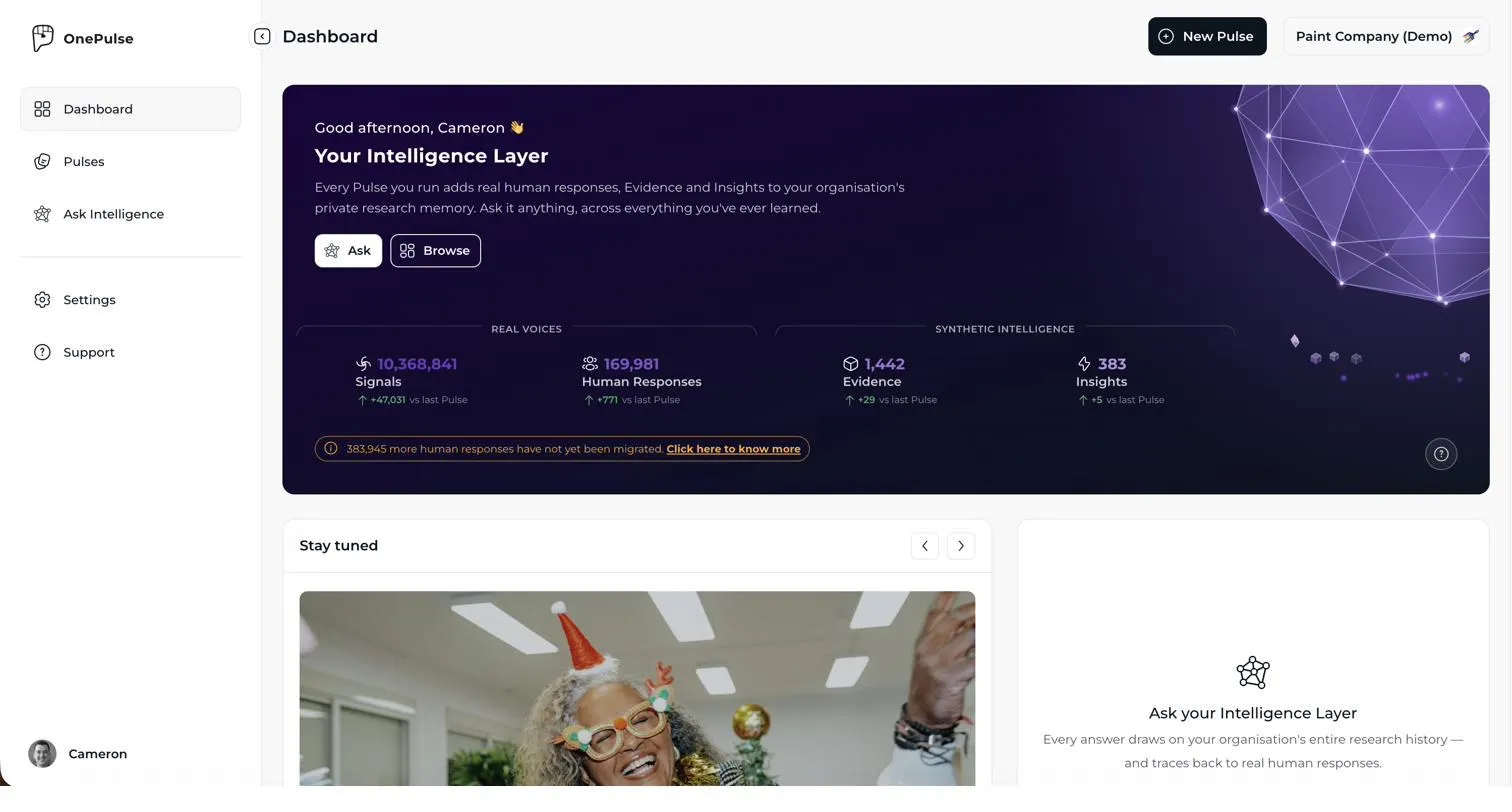 The OnePulse dashboard