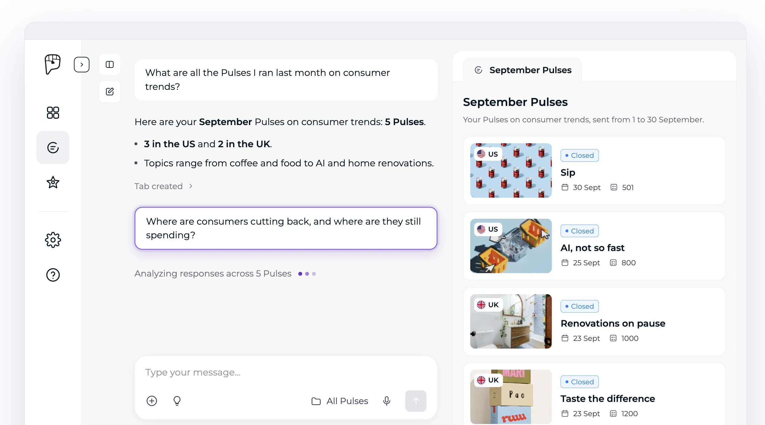 Asking questions across past market research in the Intelligence Layer