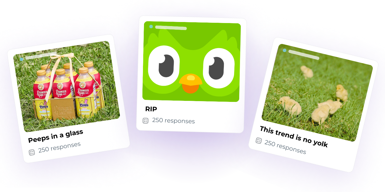 Three festive poll cards titled "Cosy Christmas", "The perfect gift", and "Traffic jamming", each showing 1,000 responses from UK consumers.